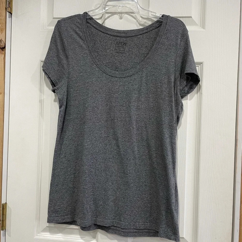 Apt. 9 Womens Size Large Heathered Grey T-shirt Scoopneck Modal Cotton Spandex